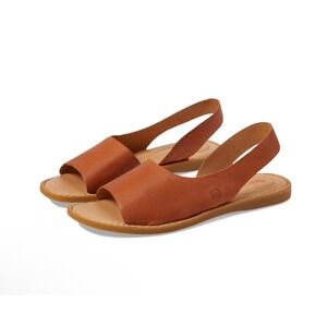 Born Inlet Tan Leather Slingback Sandals Womens 10 Flat Comfort Shoes New